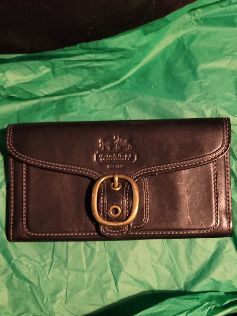 Vintage Coach Bleeker Buckle Flap Wallet with Gold Buckle